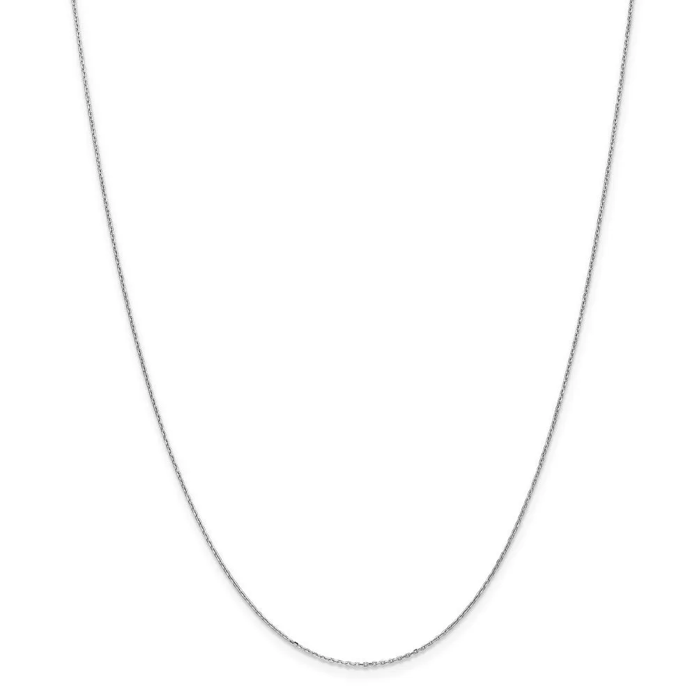 0.8mm, 10k White Gold, Diamond Cut Cable Chain Necklace