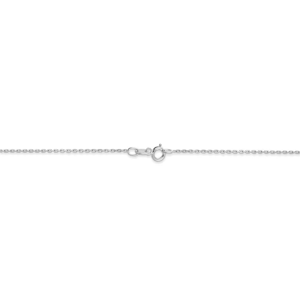 0.8mm, 10k White Gold, Diamond Cut Cable Chain Necklace