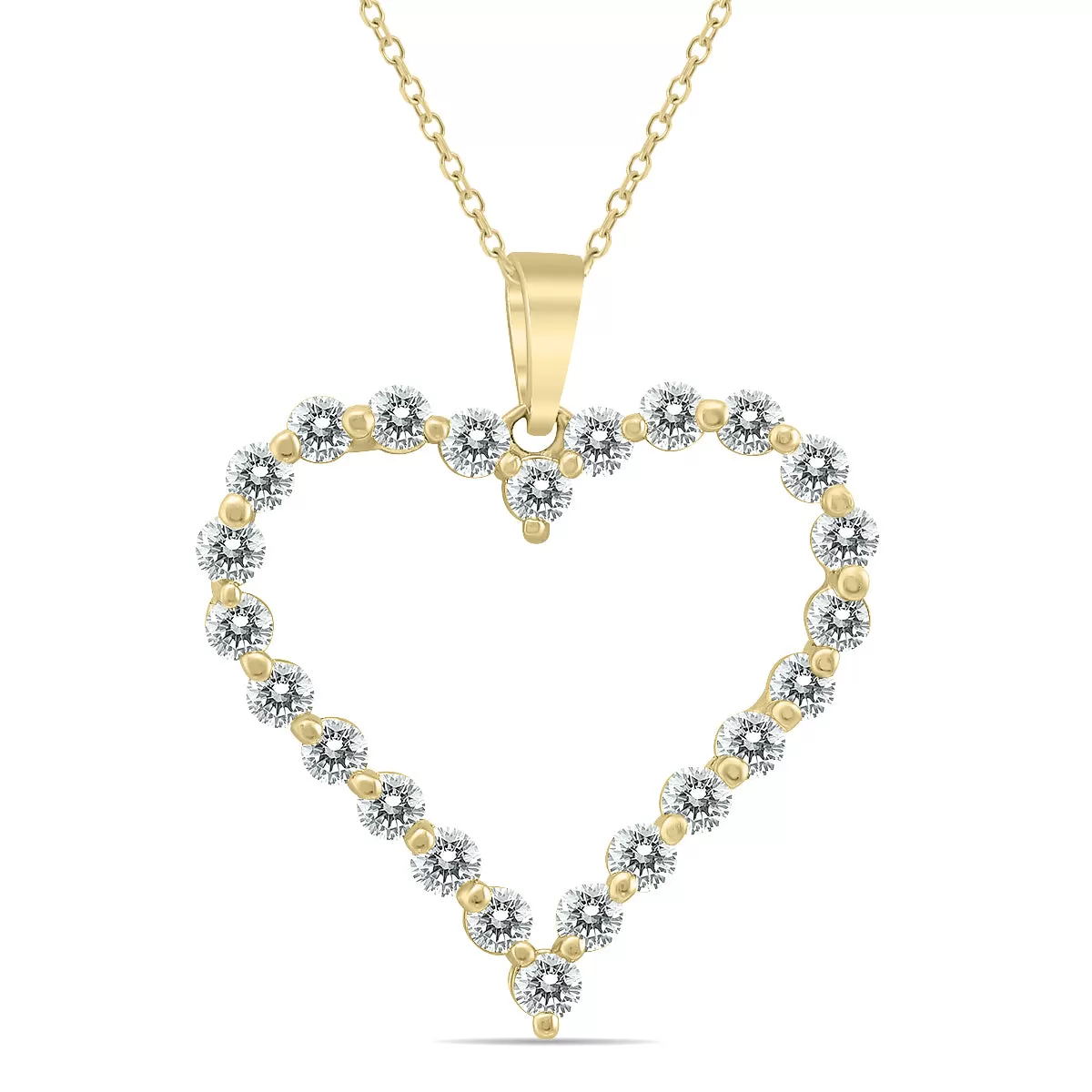 1 Ctw Diamond Heart Pendant In 14K Yellow Gold