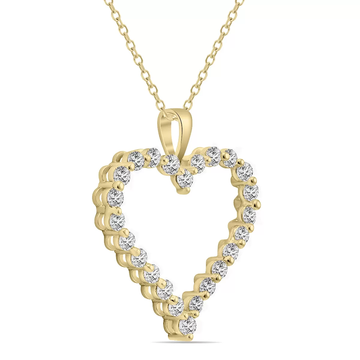 1 Ctw Diamond Heart Pendant In 14K Yellow Gold