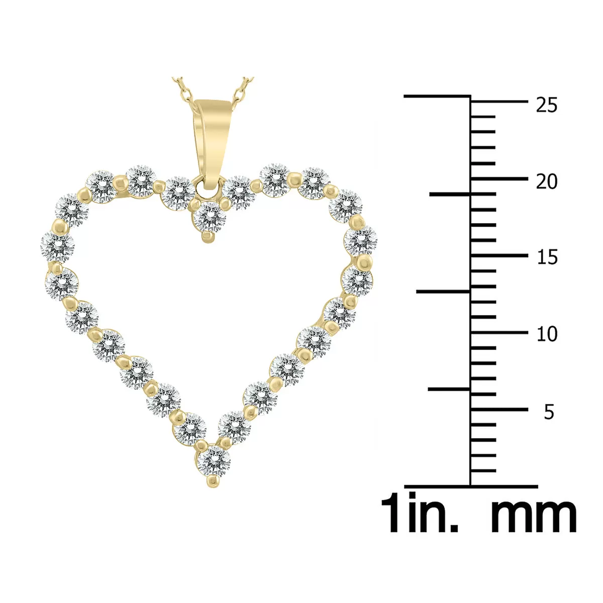 1 Ctw Diamond Heart Pendant In 14K Yellow Gold