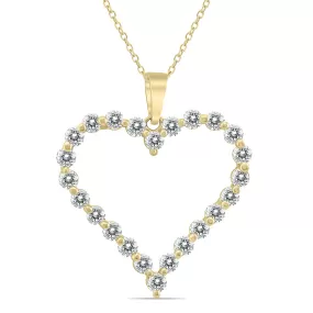 1 Ctw Diamond Heart Pendant In 14K Yellow Gold