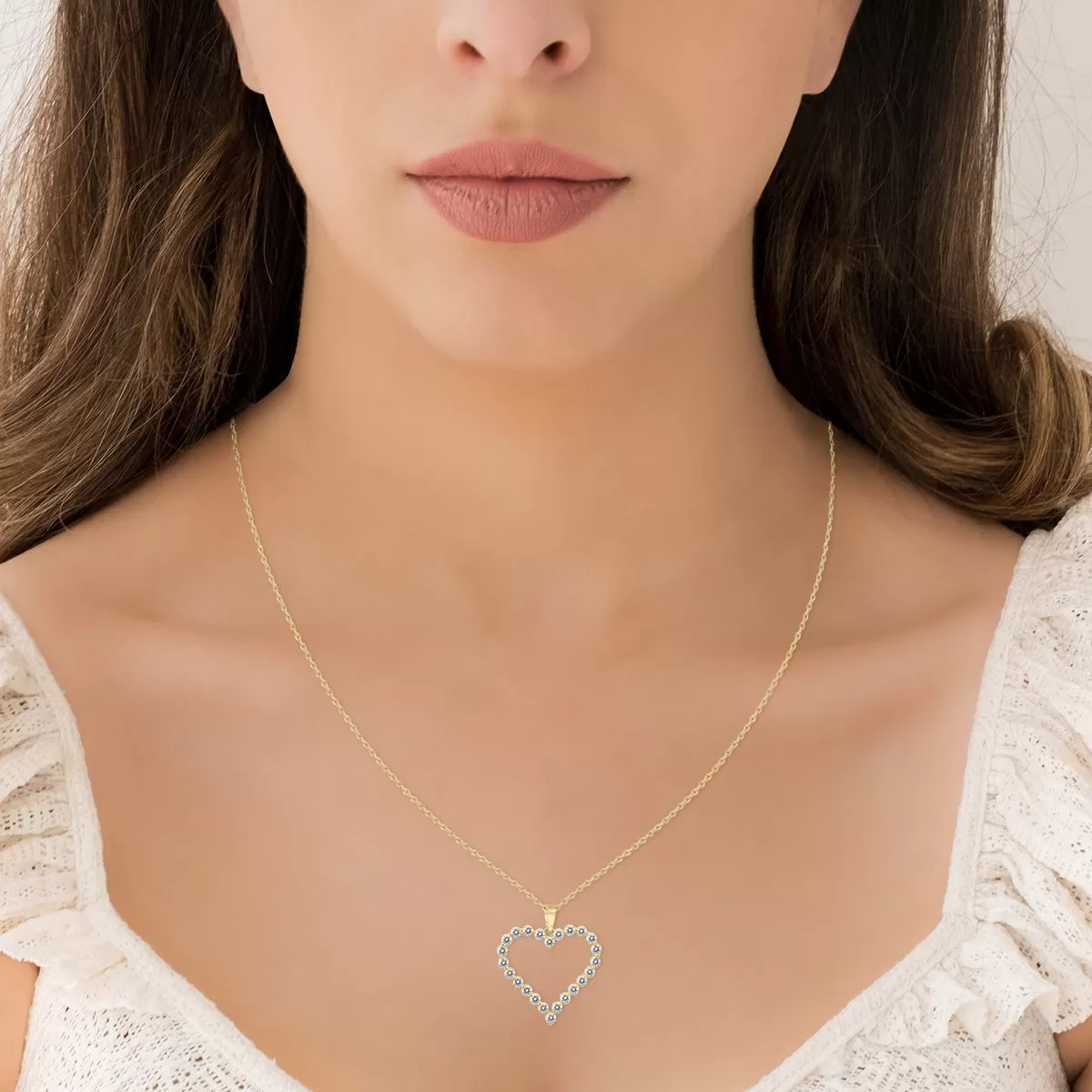 1 Ctw Diamond Heart Pendant In 14K Yellow Gold