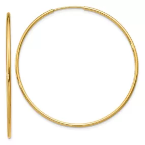 1.25mm, 14k Yellow Gold Endless Hoop Earrings, 42mm (1 5/8 Inch)