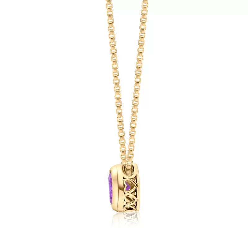 14K Gold Plated Amethyst Pendant Necklace