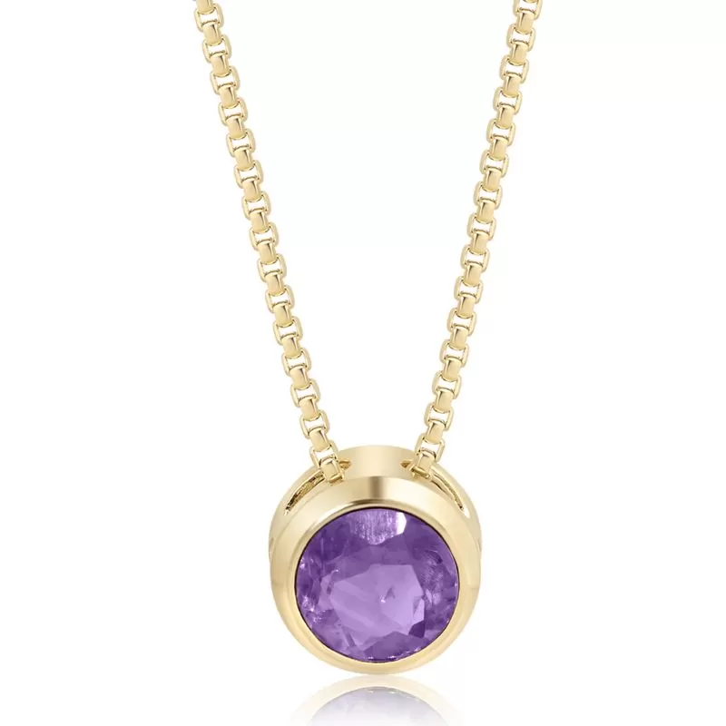 14K Gold Plated Amethyst Pendant Necklace