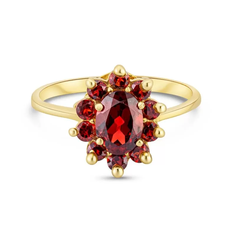 14K Gold Small Colored Gems Ring With CZ