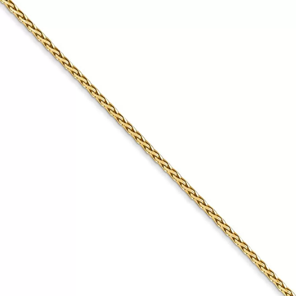 1.5mm 14k Yellow Gold Diamond Cut Round Wheat Chain Necklace