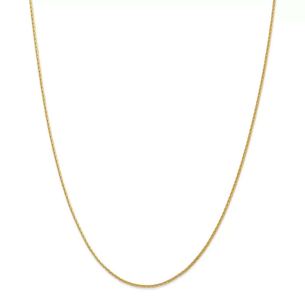 1.5mm 14k Yellow Gold Diamond Cut Round Wheat Chain Necklace