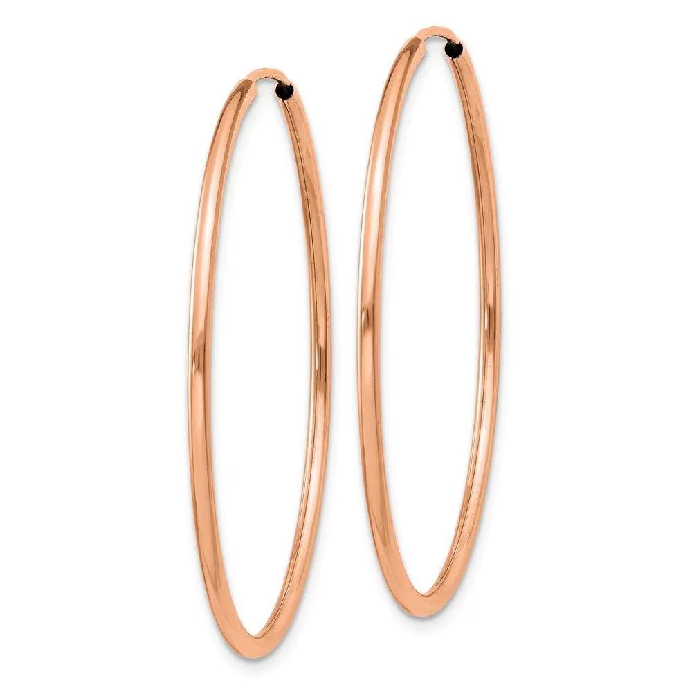 1.5mm x 38mm 14k Rose Gold Polished Endless Tube Hoop Earrings