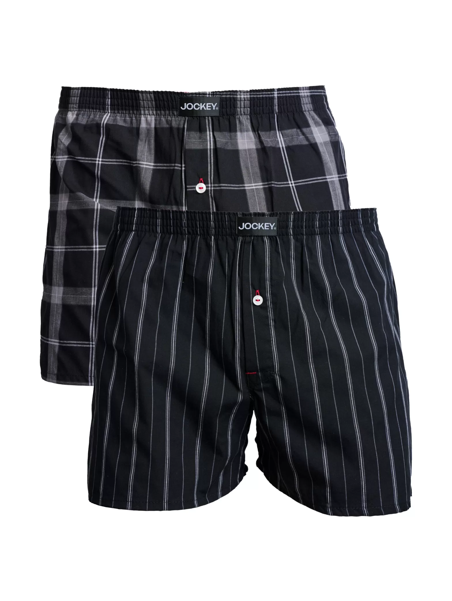 2 Pack Check Woven Boxers - Black/Grey