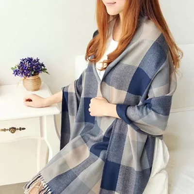 2017 Autumn Winter Female Wool Plaid Scarf Women Cashmere Scarves Wide Lattices Long Shawl Wrap Blanket Warm Tippet Drop Ship