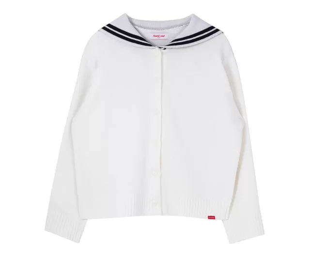 2018 Spring New Arrival Vintage Kawaii Cute Lovely Korea Heart Club Letters Embroidery Sailor Collar Cardigans Sweater Fashion