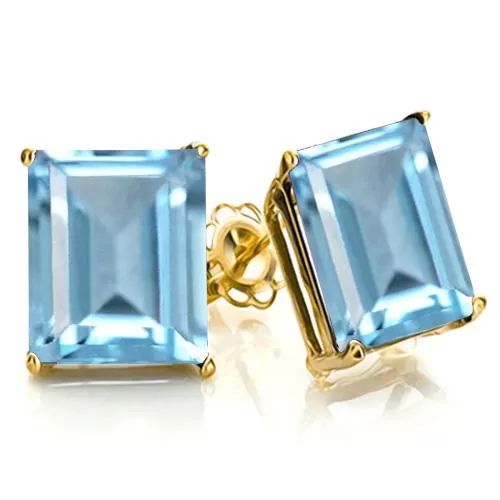 2.26 CT BABY SWISS BLUE TOPAZ 10KT SOLID GOLD EARRINGS STUD