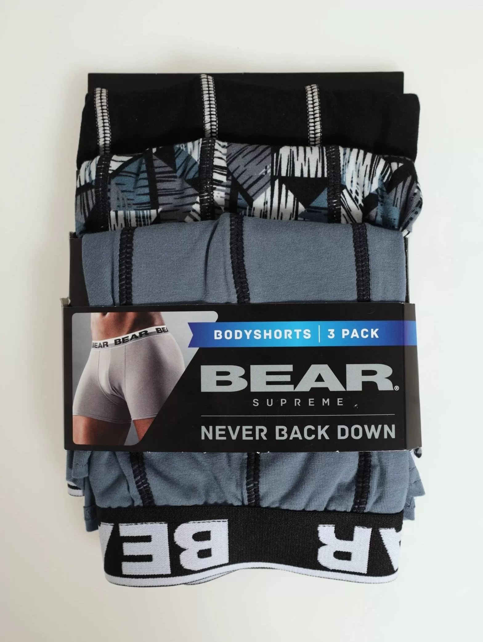 3 Pack Bear Abstract Geo Print Boxers - Indigo