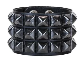 3 Row Black Pyramid Stud Bracelet