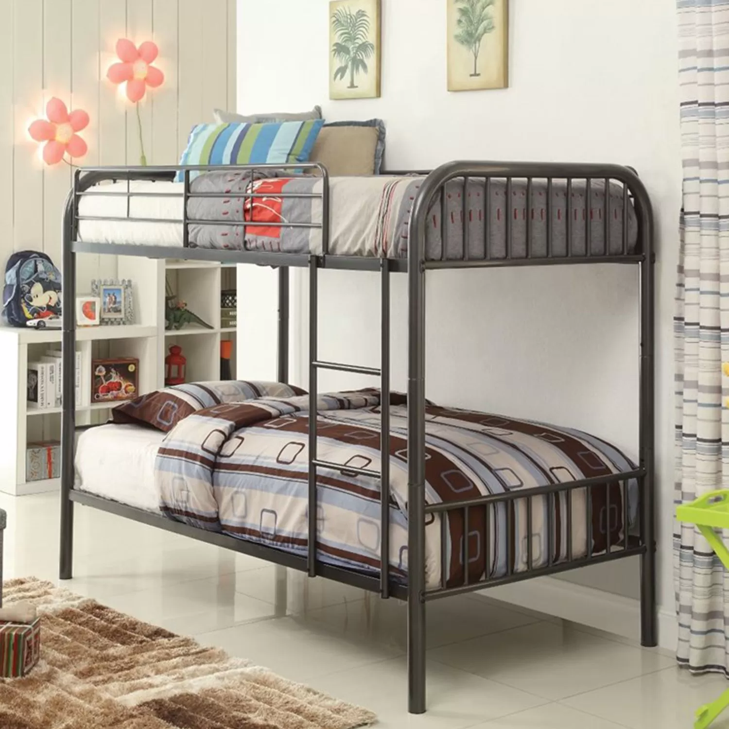 79 X 42 X 61 Gunmetal Metal Twin Over Twin Bunk Bed