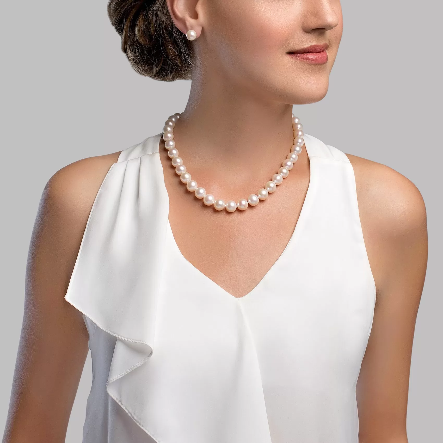 9.5-10.5mm White Freshwater Pearl Necklace - AAA Quality