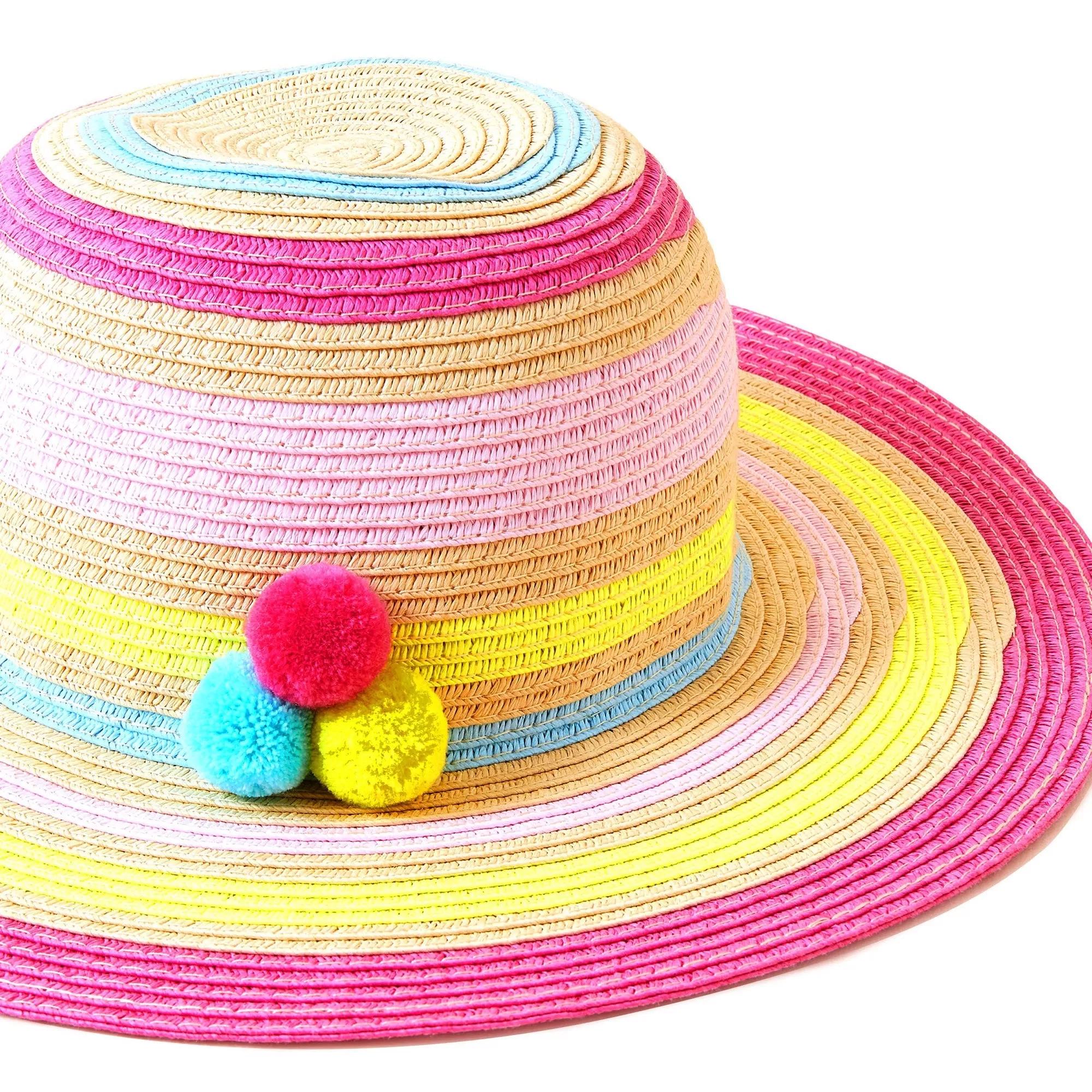 Accessorize London Girl's Pom Trim Stripe Floppy Hat (3-6 Years)