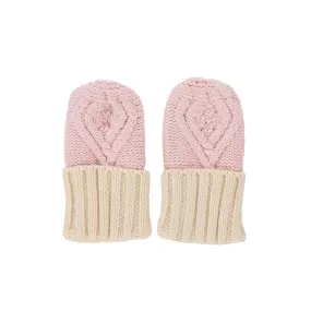 Acorn Cable Knit Mittens - Pink