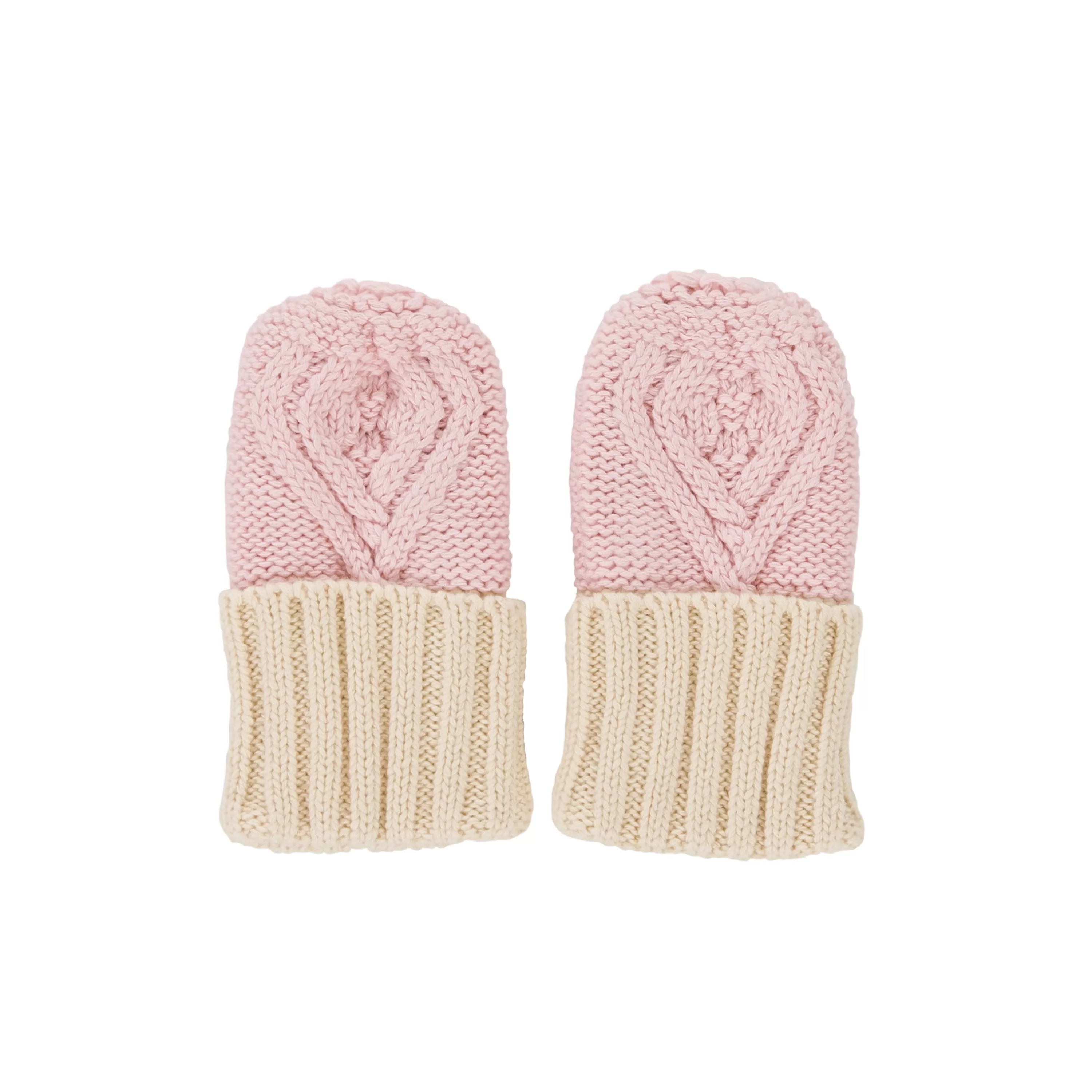 Acorn Cable Knit Mittens - Pink