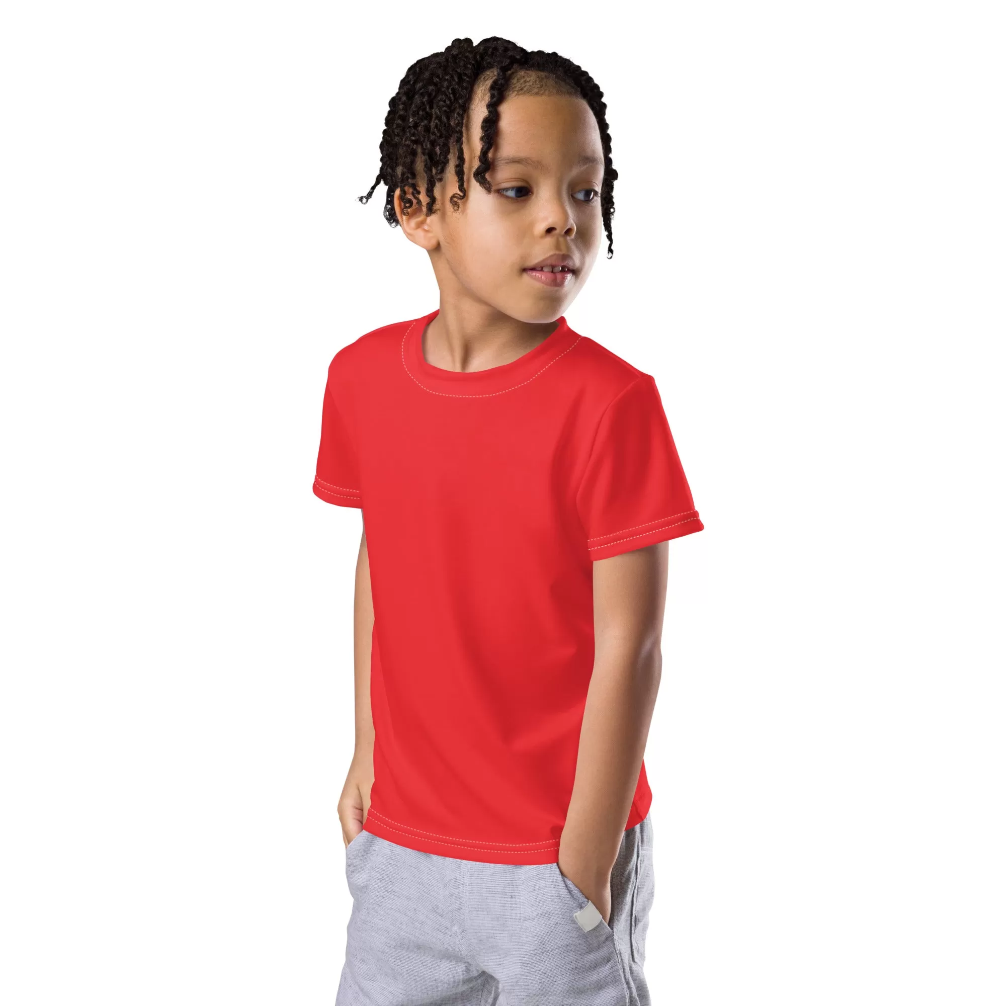 Active Boys' Essential: Short Sleeve Solid Color Rash Guard - Scarlet