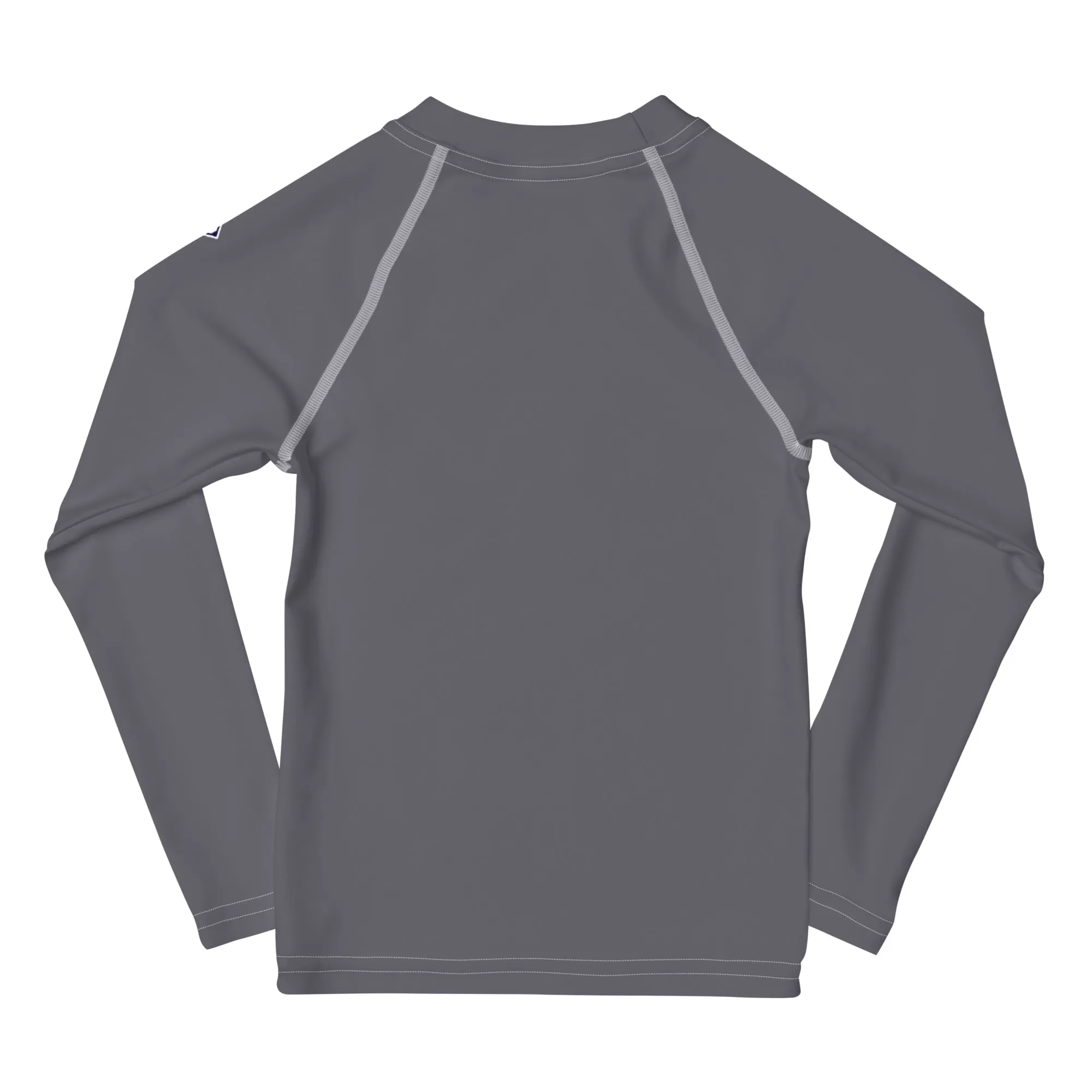 Adorable Coverage: Kids Girl's Long Sleeve Rash Guards in Solid Color - Charcoal