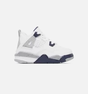 Air Jordan 4 Retro Midnight Navy Infant Toddler Lifestyle Shoe - White/Blue