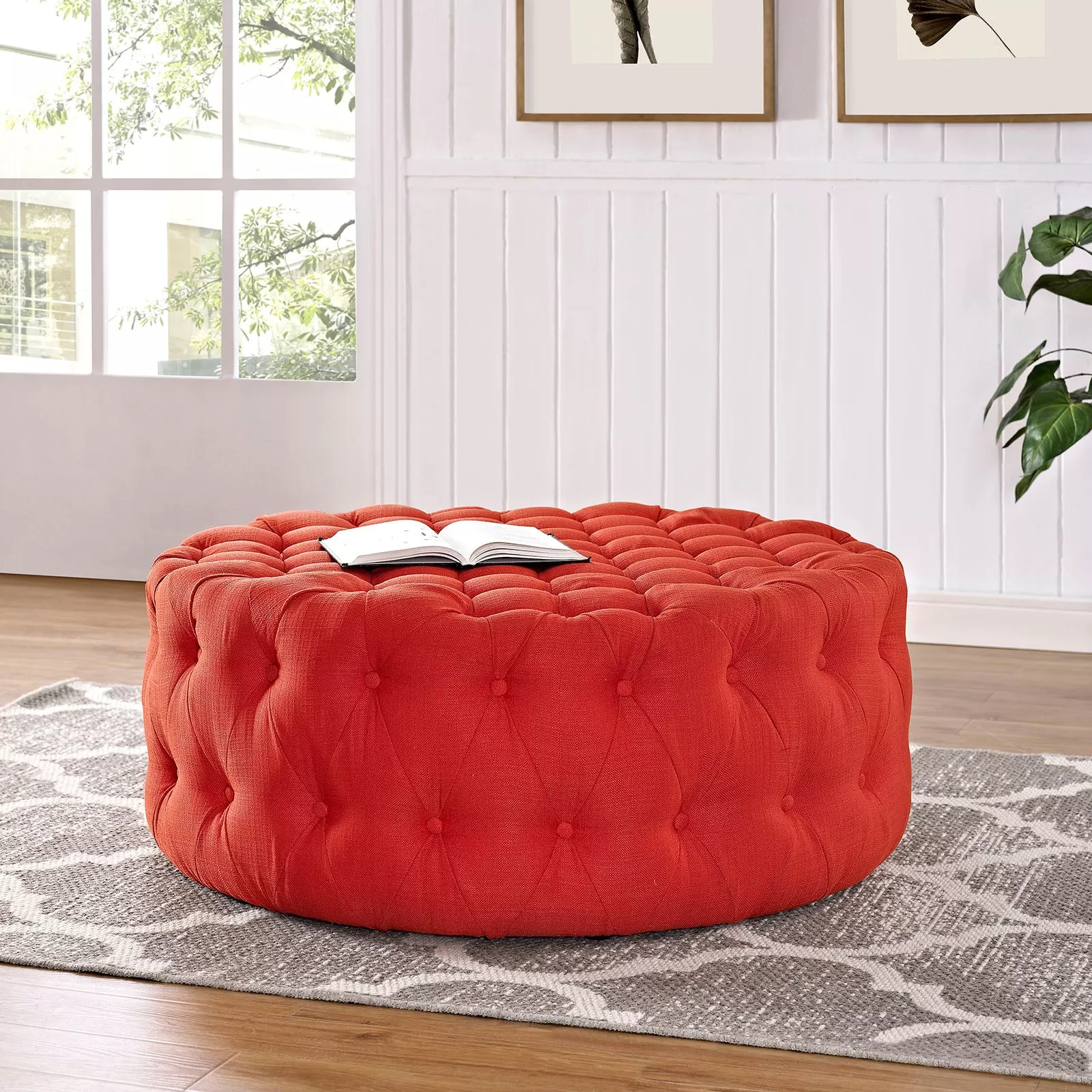 Amour Upholstered Fabric Ottoman