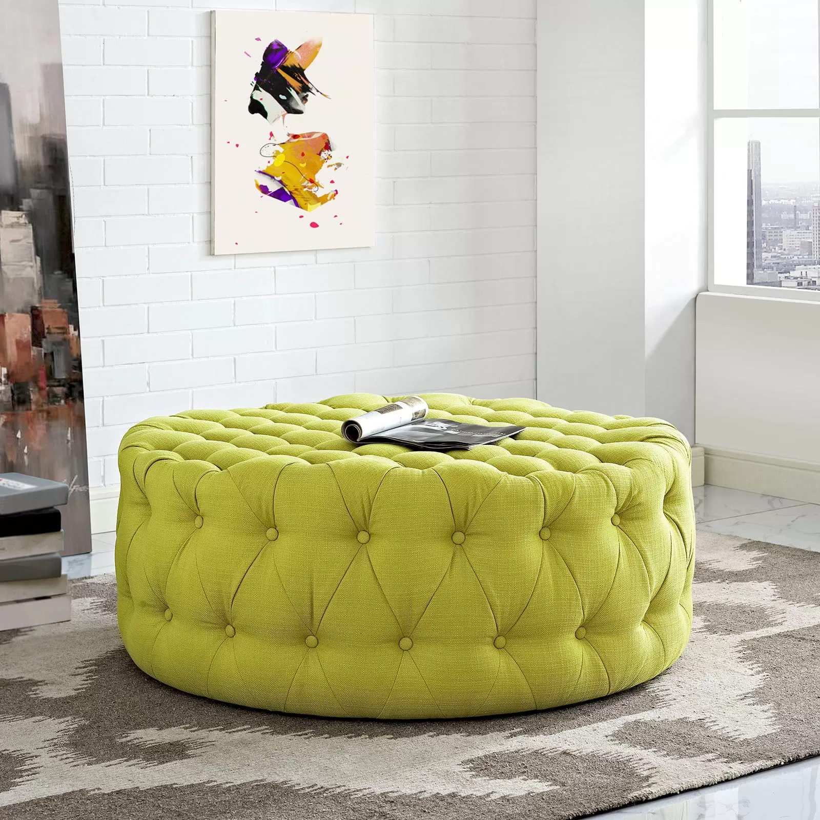 Amour Upholstered Fabric Ottoman