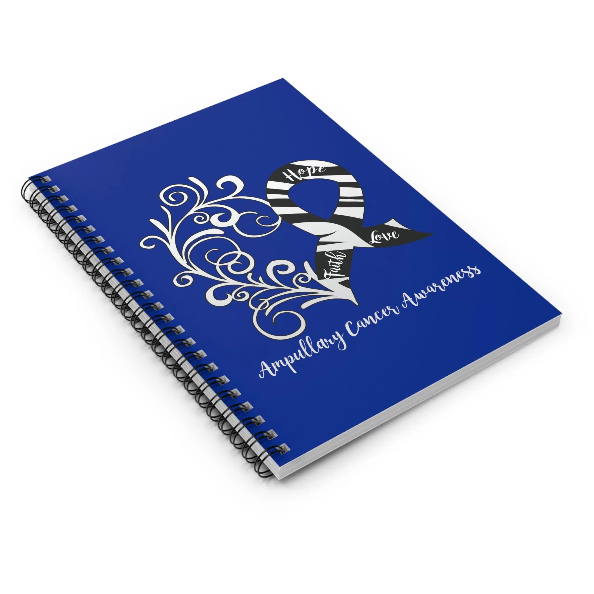 Ampullary Cancer Awareness Heart "Dark Blue" Spiral Journal - Ruled Line