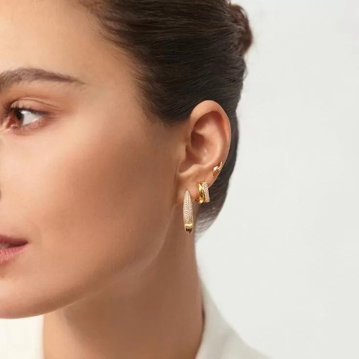 Ania Haie Gold Pave Double Huggie Hoop Earrings