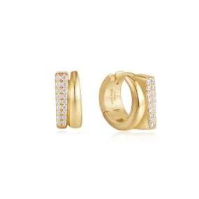 Ania Haie Gold Pave Double Huggie Hoop Earrings