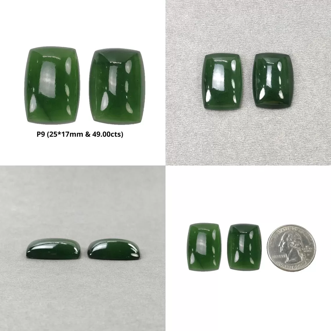 ANTIGORITE SERPENTINE Gemstone Cabochon : Natural Untreated Serpentine Cushion Shape Cabochon Pair