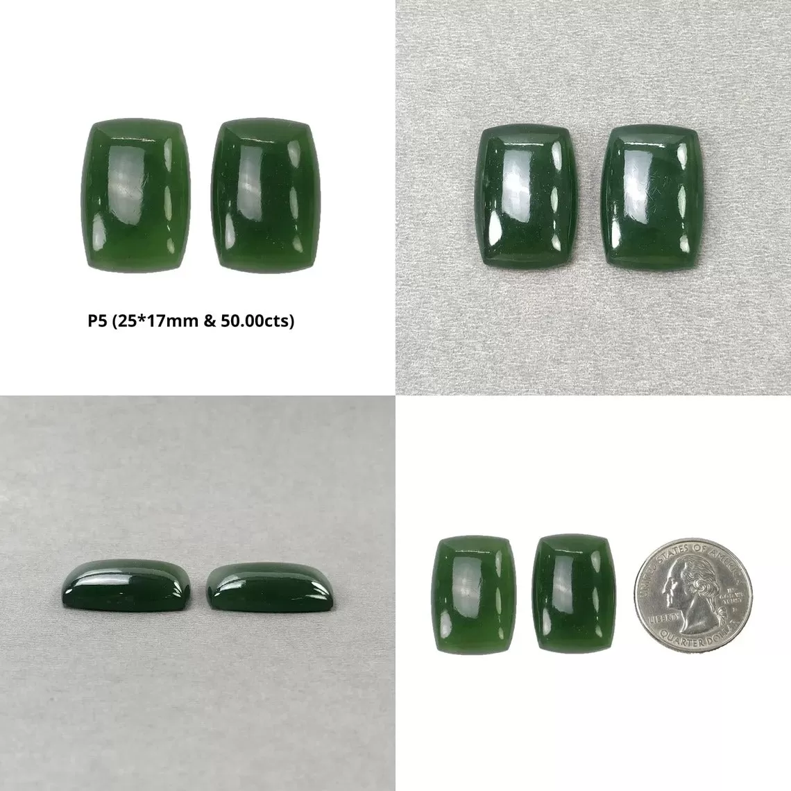 ANTIGORITE SERPENTINE Gemstone Cabochon : Natural Untreated Serpentine Cushion Shape Cabochon Pair