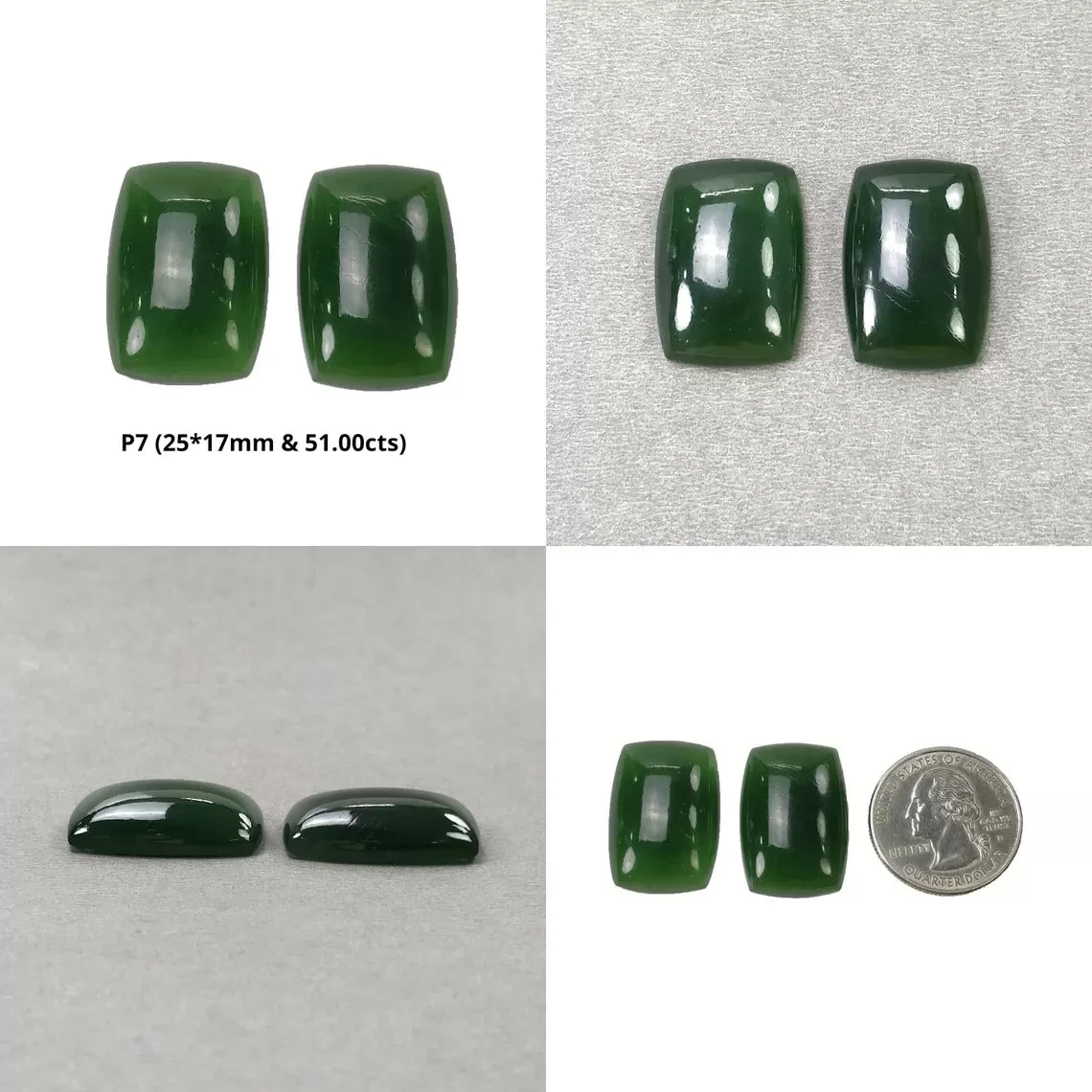 ANTIGORITE SERPENTINE Gemstone Cabochon : Natural Untreated Serpentine Cushion Shape Cabochon Pair