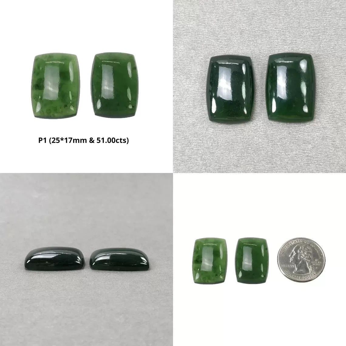 ANTIGORITE SERPENTINE Gemstone Cabochon : Natural Untreated Serpentine Cushion Shape Cabochon Pair