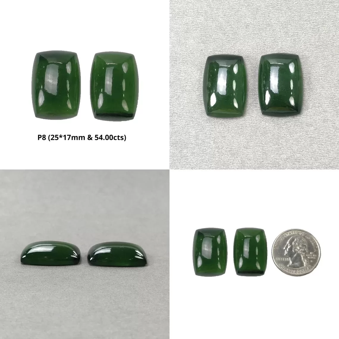 ANTIGORITE SERPENTINE Gemstone Cabochon : Natural Untreated Serpentine Cushion Shape Cabochon Pair