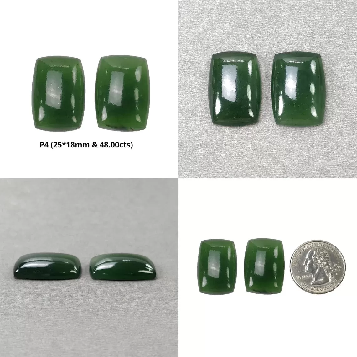 ANTIGORITE SERPENTINE Gemstone Cabochon : Natural Untreated Serpentine Cushion Shape Cabochon Pair