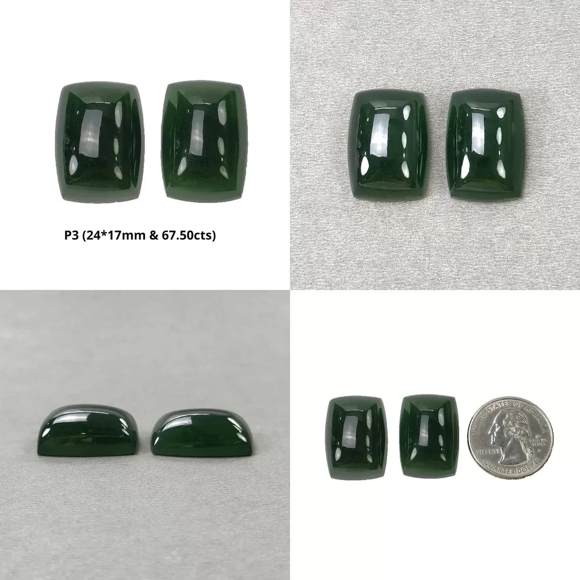 ANTIGORITE SERPENTINE Gemstone Cabochon : Natural Untreated Serpentine Cushion Shape Cabochon Pair