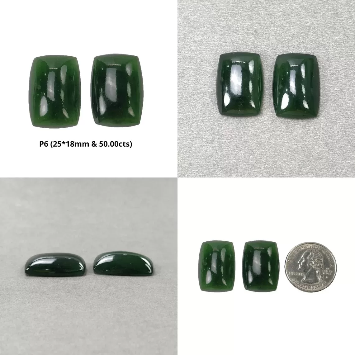 ANTIGORITE SERPENTINE Gemstone Cabochon : Natural Untreated Serpentine Cushion Shape Cabochon Pair