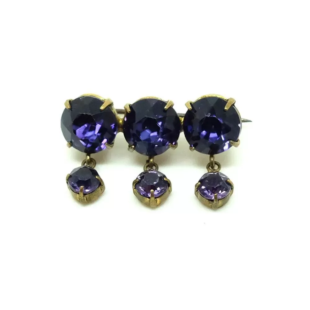 Antique Edwardian (1901 -1914) Purple Glass Brooch