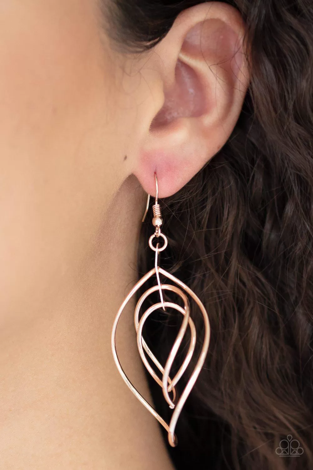 Asymmetrical Allure Rose Gold Earrings - Paparazzi Accessories