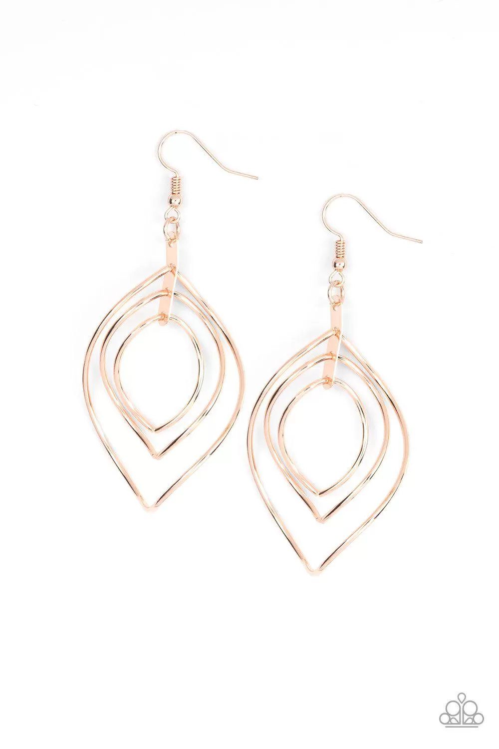 Asymmetrical Allure Rose Gold Earrings - Paparazzi Accessories