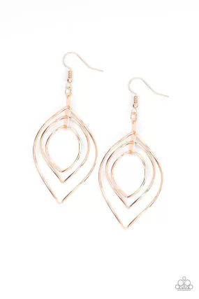 Asymmetrical Allure Rose Gold Earrings - Paparazzi Accessories