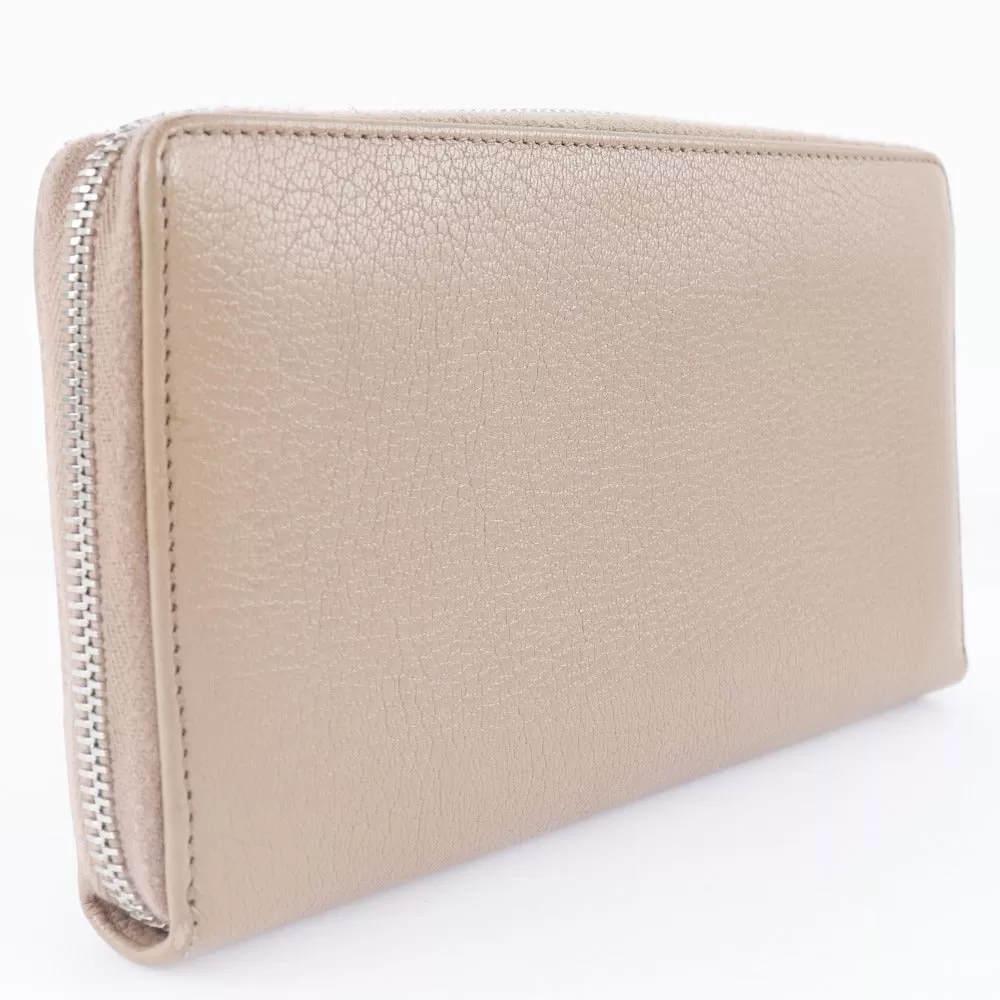 BALENCIAGA Long Wallet Purse 390187 Goatskin beige Classic continental zip Women Used Authentic