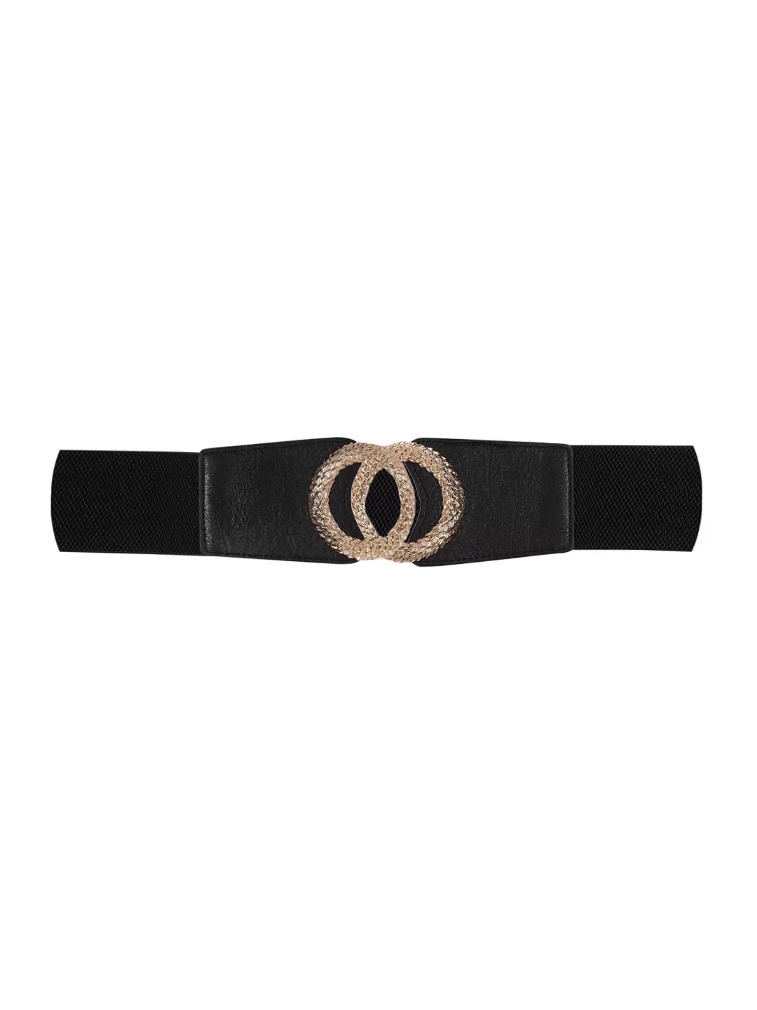 Berrylush Women Black Elastic Strap Circular Concho Belt