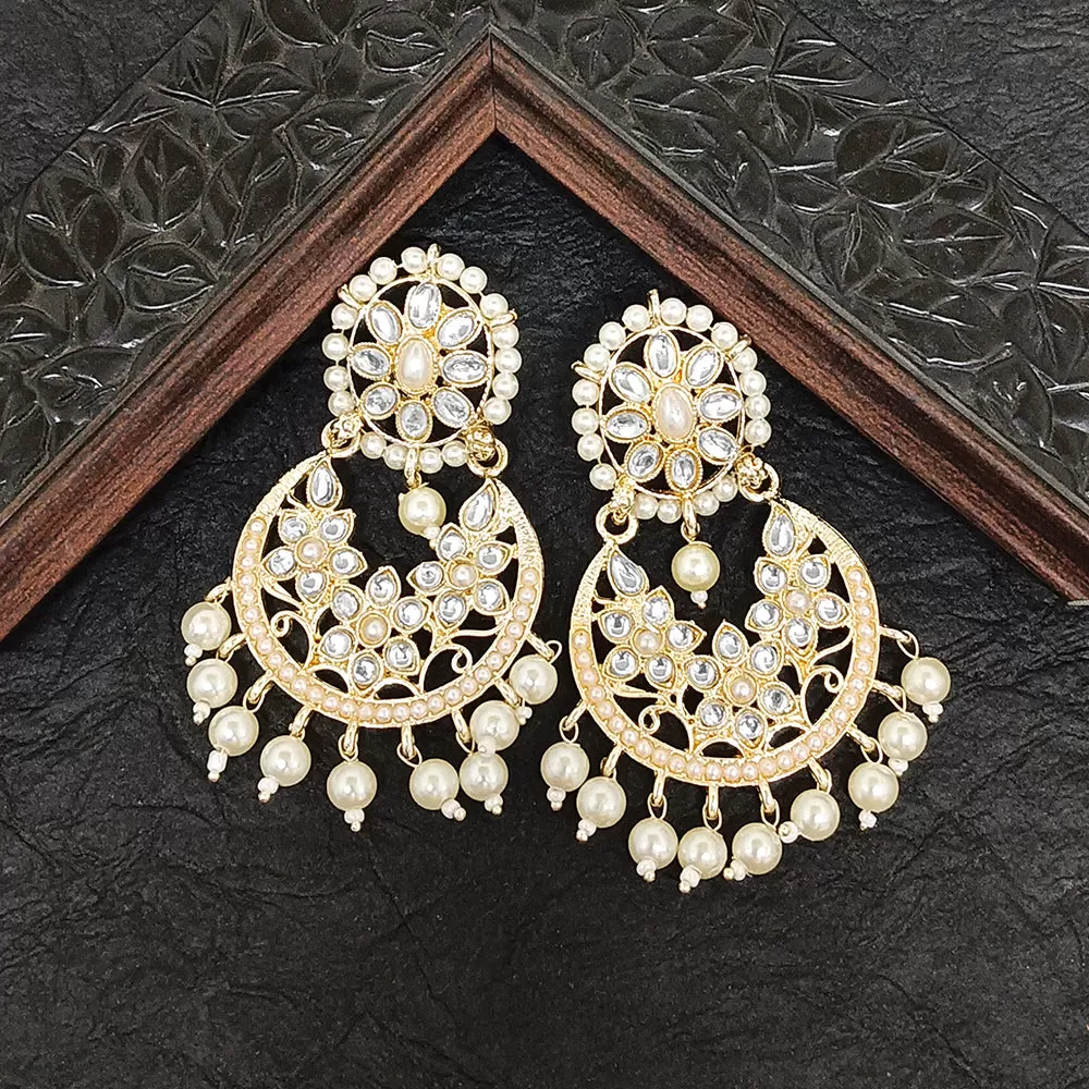 Bhavi Jewels Gold Plated Kundan Stone Dangler Earrings