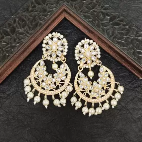 Bhavi Jewels Gold Plated Kundan Stone Dangler Earrings