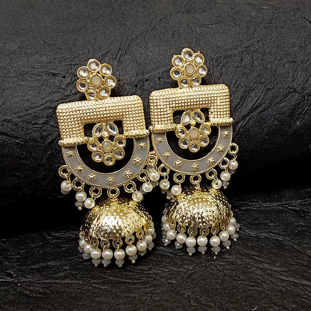 Bhavi Jewels Gold Plated Meenakari Jhumki Earrings